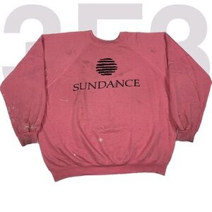 VINTAGE 1980s SUNDANCE FILM FESTIVAL SWEATSHIRT SZ XL SALMON THRASHED